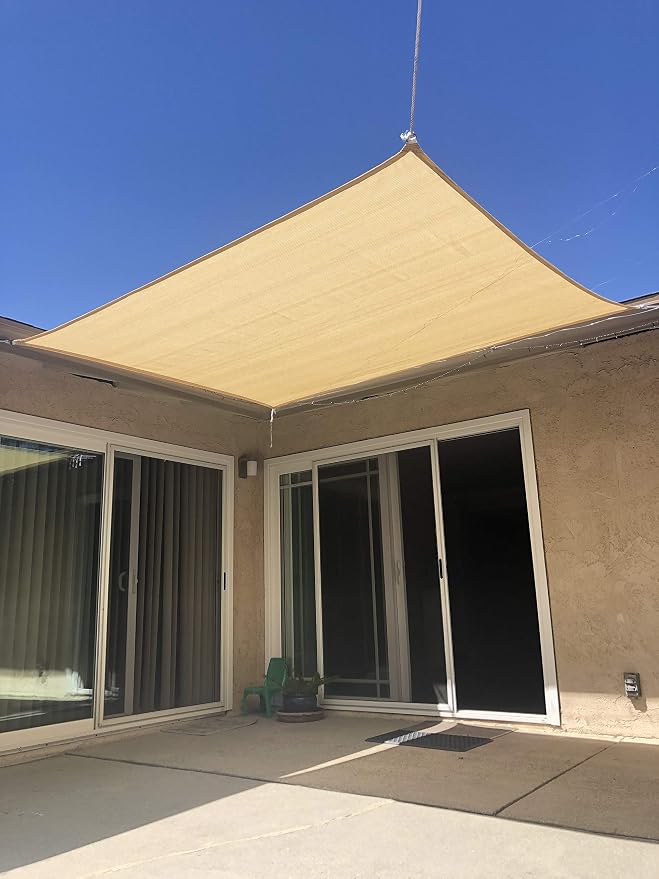 Eden's Decor Straight Flat-Edged Sun Shade Sail Rectangular 6' x 9' Wheat - Image 8