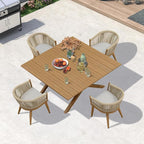 PURPLE LEAF 5 Pieces Oversized Square Outdoor Dining Set by PURPLELEAF