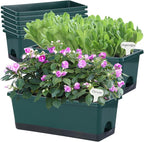 Window Box Planter 8 Pcs, 17 Inches Rectangle Flower Pots by Oliz