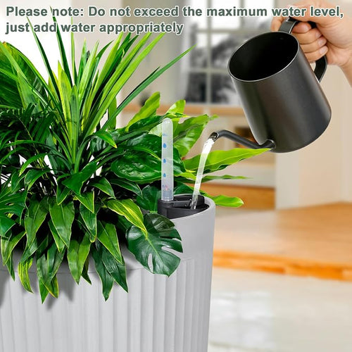 24” Tall Outdoor Planters Set of 2, Self Watering Flower Pots White Planters - Image 2