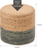 Wimarsbon Pouf Ottomans, Natural Seagrass Foot Stool, Hand Weaving Round - Image 3