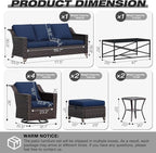 Joyside Wicker Patio Furniture Sets, 10 Pieces Upgraded Large Size Outdoor - Image 2