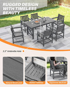 HDPE Patio Dining Set, 5-Piece Outdoor Table and Chairs - Image 7