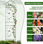 Metal Garden Trellis for Climbing Plants, 2 Pack 86.5" x 19.7" Black Plant - Image 3