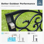 MFSTUDIO 50 Inches Outdoor Garden Bench, Cast Iron Metal Frame Patio Park Bench - Image 7