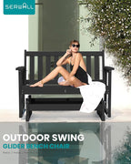 SERWALL Outdoor Glider Bench Set of 2, HDPE Weather-Resistant Swinging Bench - Image 8