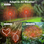 Solar Garden Lights Outdoor, 2 Pack 120 LED Twinkling Firework Lights Decorative - Image 3