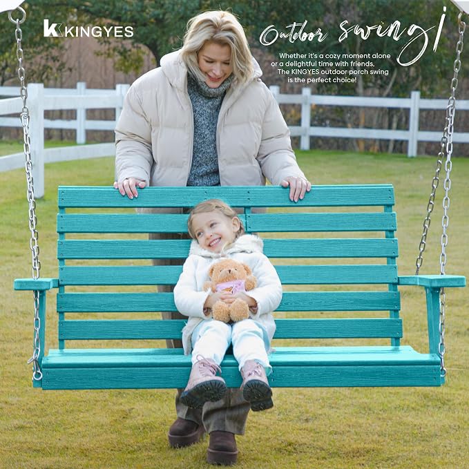 KINGYES Outdoor Hanging Patio Swing Set, 2 Seat Swing Chair - Image 7