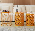 HFHOME Set of 3 Metal Outdoor Side Table, Nesting Round Coffee Table - Image 6