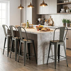 COSTWAY 24'' Metal Bar stools Set of 4, - Image 2