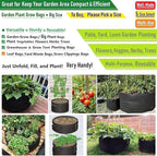 3-Pack 40 Gallon Thickened Plant Grow Bags Large Heavy Duty Garden Bag Fabric - Image 2