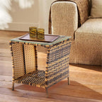 Wicker Rattan Side Table, Outdoor Square Rattan Coffee End Table - Image 9