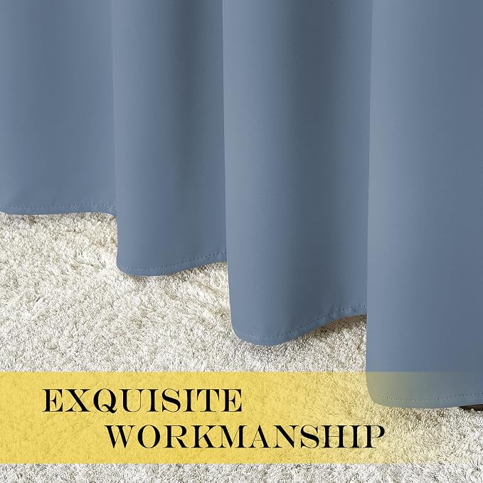 NICETOWN Blackout Stone Blue Curtains 63 inch Length - Image 6
