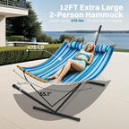 SUPERJARE Hammock with Stand, 2 Person Heavy Duty Hammock with Padded Cotton - Image 2