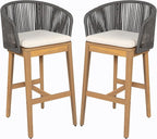 Christopher Knight Home Zax Set of 2 Patio Barstool, Acacia Wood & Rope Outdoor - Image 4