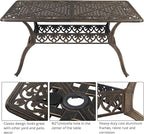 VINGLI 6-Person Outdoor Dining Table, Cast Aluminum Patio Dining Table - Image 4