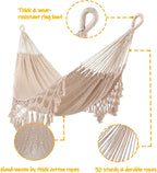 ZEAN Handwoven Hammock with Tassels by Thick Cotton Rope XL Two Person Hammock - Image 5