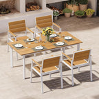 Outdoor Dining Set for 4, Aluminum Patio Table and Chairs Set by Oasbira
