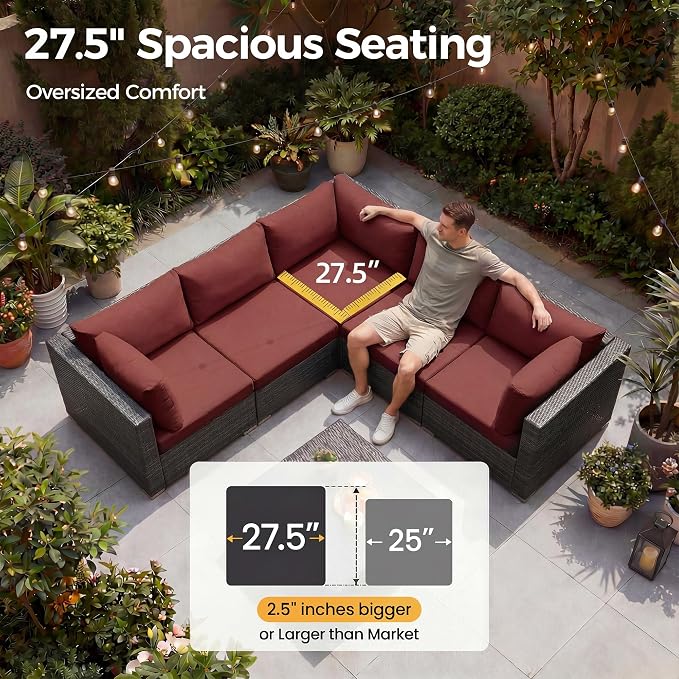 NICESOUL 13 Piece Wicker Outdoor Patio Furniture Set - Image 5