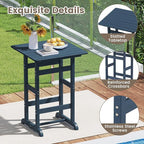 Tangkula 3-Piece Patio HDPE Bar Set, 2 Bar Height Adirondack Armchairs w/Square - Image 6