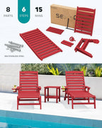 SERWALL Patio Chaise Lounge Chair, Poly Lounge Chair - Image 6