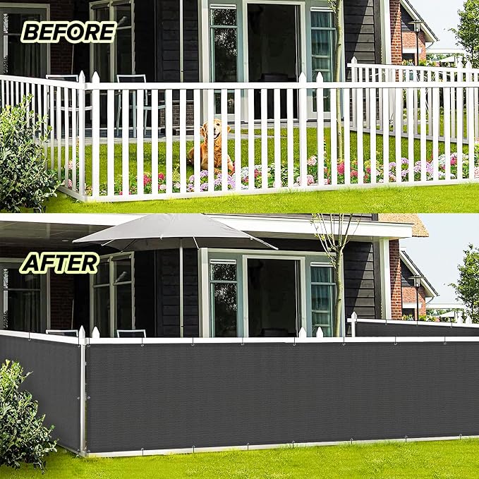 LOVE STORY 3'x12' Dark Grey Balcony Screen Privacy Fence Cover UV Protection - Image 3