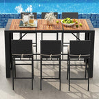 7 Piece Patio Wicker Bar Set, Rattan Bar Stools Set - Image 2