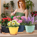 Plastic Plant Pots 10 Inch Set of 4, Self Watering Pots - Image 5
