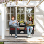 Greesum Patio Loveseat Outdoor Wicker Furniture Conversation Set - Image 3