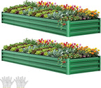 YITAHOME 12x4x1ft 2pcs Large Raised Garden Bed Kit, Galvanized Metal Planter Box by YITAHOME