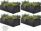 YITAHOME 8x4x2 ft 4pcs Galvanized Raised Garden Bed Kit, Large Metal Planter Box by YITAHOME
