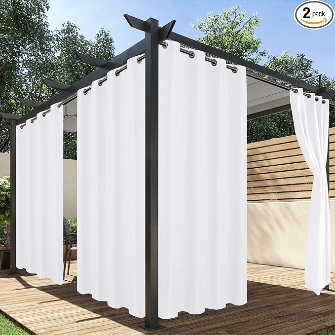 HolidayIdeas Outdoor Curtains for Patio Waterproof, 2 Panels by HolidayIdeas