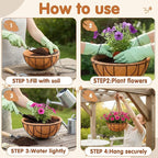 12 inch Metal Hanging Baskets for Plants Outdoor 4 Pack Round Metal Wire - Image 4