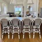 PURPLE LEAF French Counter Height Bar Stool Set of 4 White Print Finish Patio - Image 2