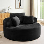 Antetek Oversized Round Chaise Longue Chair Indoor, Modern 55-inch Upholstered - Image 7