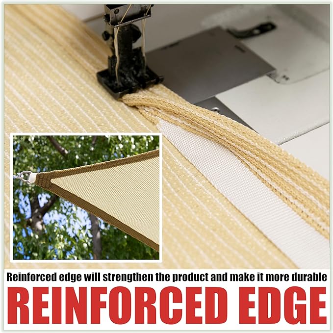 Royal Shade 10' x 10' x 14' Beige Triangle Sun Shade Sail Canopy Outdoor Patio - Image 4
