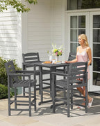 SERWALL 5 Pieces Outdoor Patio Bar Set, Tall Adirondack Bar Chair and Table Set - Image 8