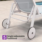 PURPLE LEAF Lounge Chair Outdoor Set 2 Pieces White Aluminum Chaise Lounge - Image 7