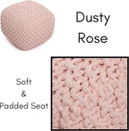BIRDROCK HOME Square Pouf Ottoman | Cotton Braided Foot Stool - Image 8