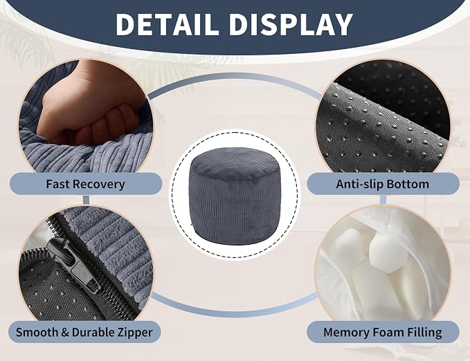 Pouf Ottoman Foot Stools with Foam Small Ottoman - Image 3