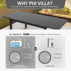 PHI VILLA Extra Large Expandable Patio Dining Table 99.2" × 35.5" Metal Outdoor - Image 7