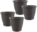 Suncast 4 Pack Sonora 18 Inch Lightweight Durable Plastic Wicker Decorative by Suncast
