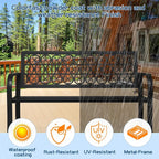50" Outdoor Bench, Metal Weatherproof Garden Bench Cast Iron Heavy-Duty Patio - Image 3