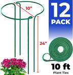 12 Pack Tall Snake Plant Support Stakes – 10" W x 24" H Half Round Peony Cages - Image 2