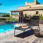GYMAX Lounge Chairs for Outside, Extra High Folding Beach Tanning Lounger - Image 8