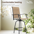 PHI VILLA Outdoor Swivel Bar Stools Set of 2, High Top Patio Chairs - Image 8