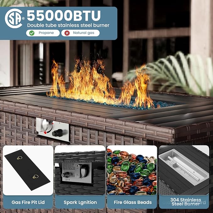 Patio Furniture Set with Fire Pit Table 5 Piece, Outdoor Conversation Sets - Image 4