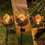 2Pack Solar Lights Outdoor Garden Decor, LED Lotus Flower Lamp, Metal Tulip - Image 6