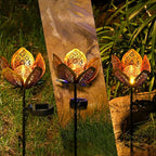 Solar Lights Outdoor Garden Decor, LED Lotus Flower Lamp, Metal Tulip Solar - Image 6