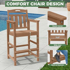 Outdoor Patio Bar Height Table and Tall Adirondack Chairs Set of 2, All-Weather - Image 4